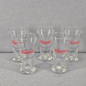 Vintage Hamm's Beer Glasses, Born in the Land of Sky Blue Waters, 5.5" T, 5 pcs
